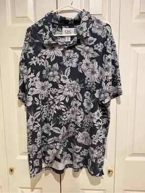 C&C California Men’s Black & White Floral Polo